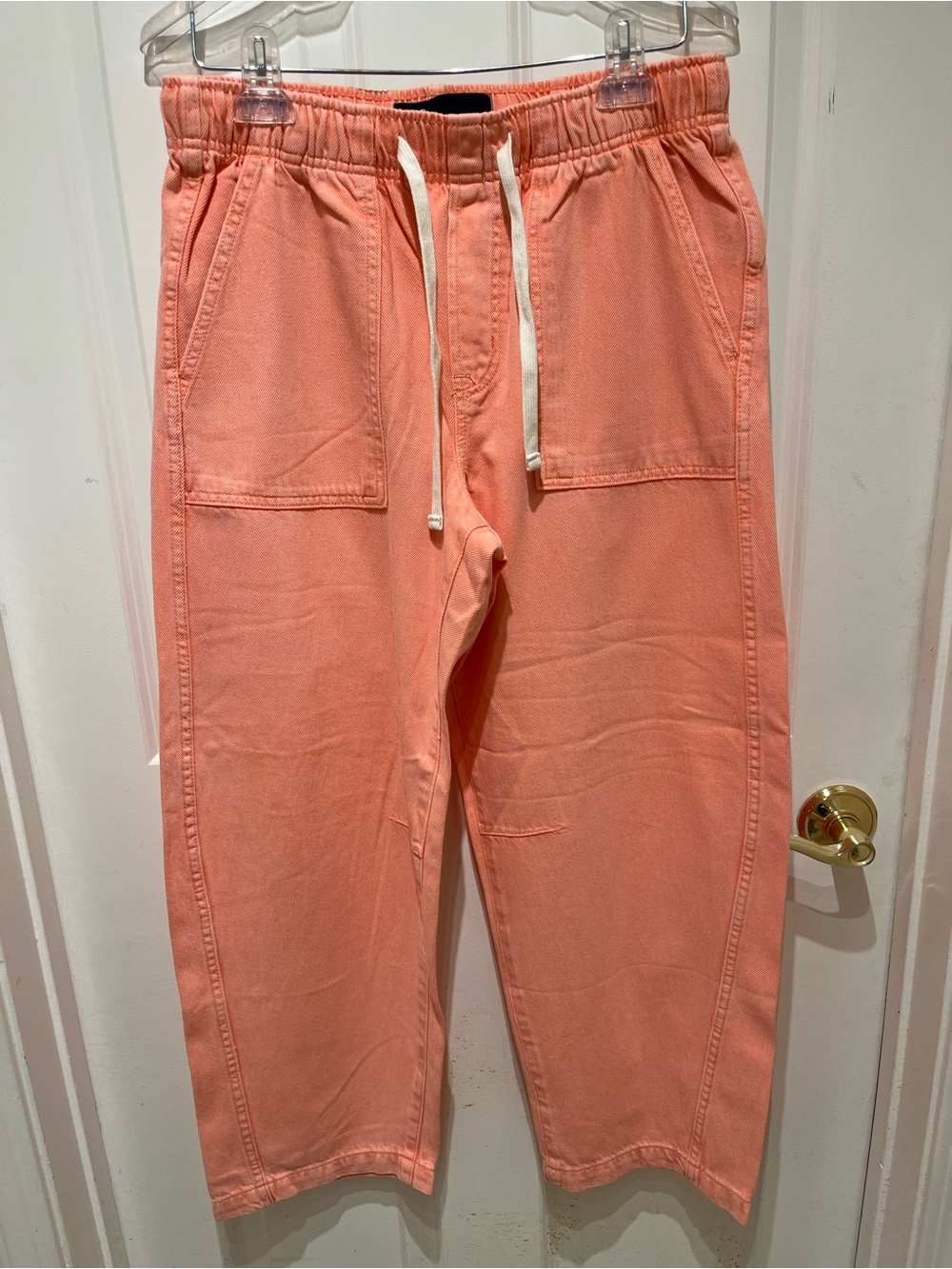 NWOT GAP Mid-Rise SuperSoft Pull-On Barrel Jeans in Tea Rose Pink Size Small - Picture 6 of 15